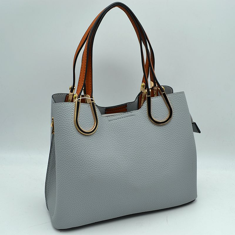 Textured Faux Leather Horseshoe Handle Women's Tote Bag