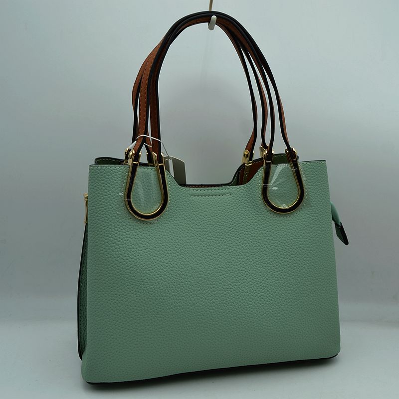 Textured Faux Leather Horseshoe Handle Women's Tote Bag