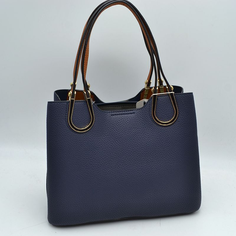 Textured Faux Leather Horseshoe Handle Women's Tote Bag