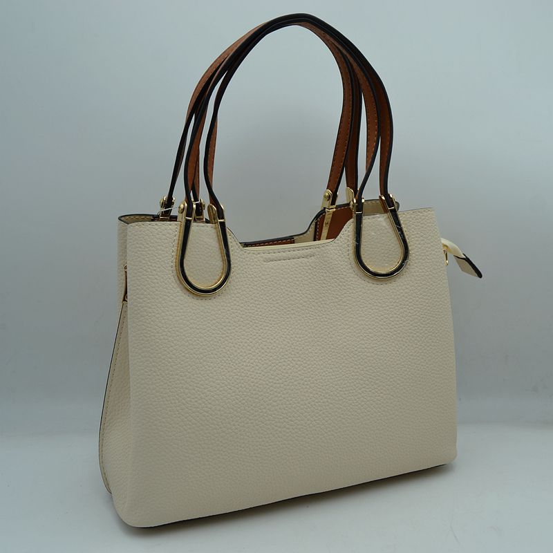 Textured Faux Leather Horseshoe Handle Women's Tote Bag