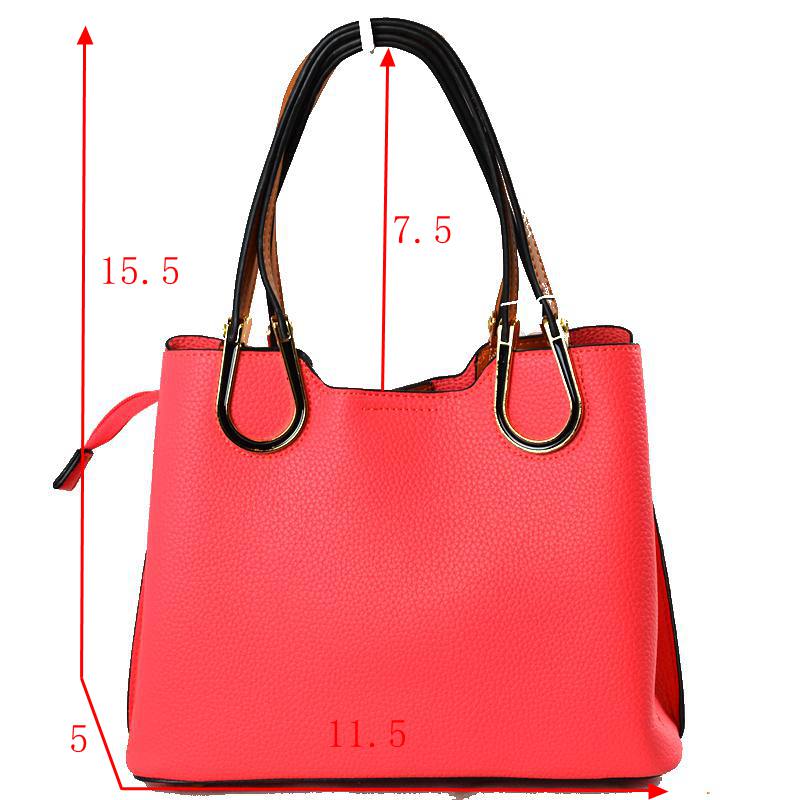 Textured Faux Leather Horseshoe Handle Women's Tote Bag