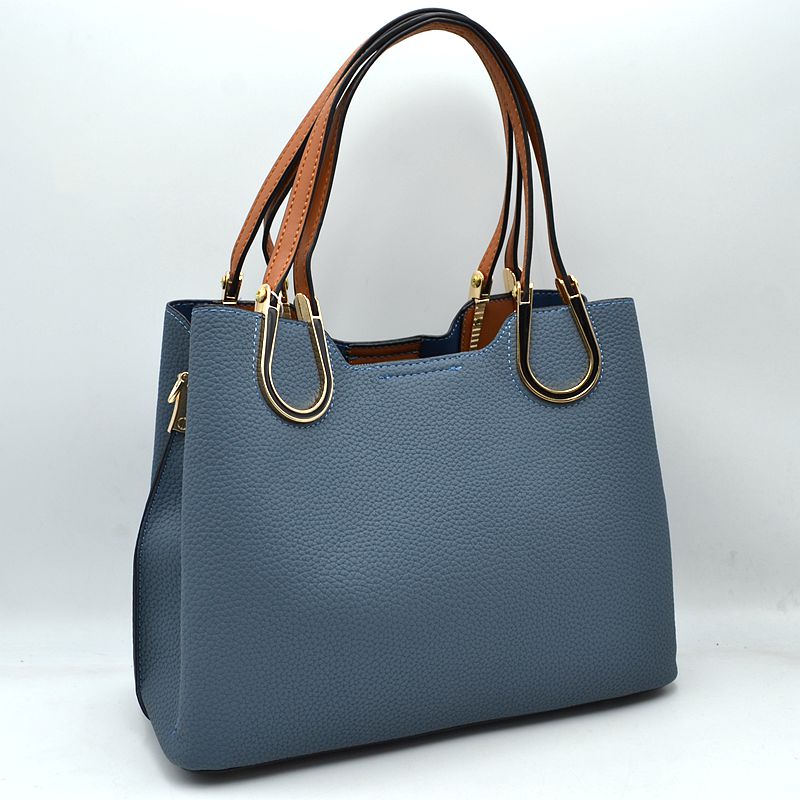 Textured Faux Leather Horseshoe Handle Women's Tote Bag