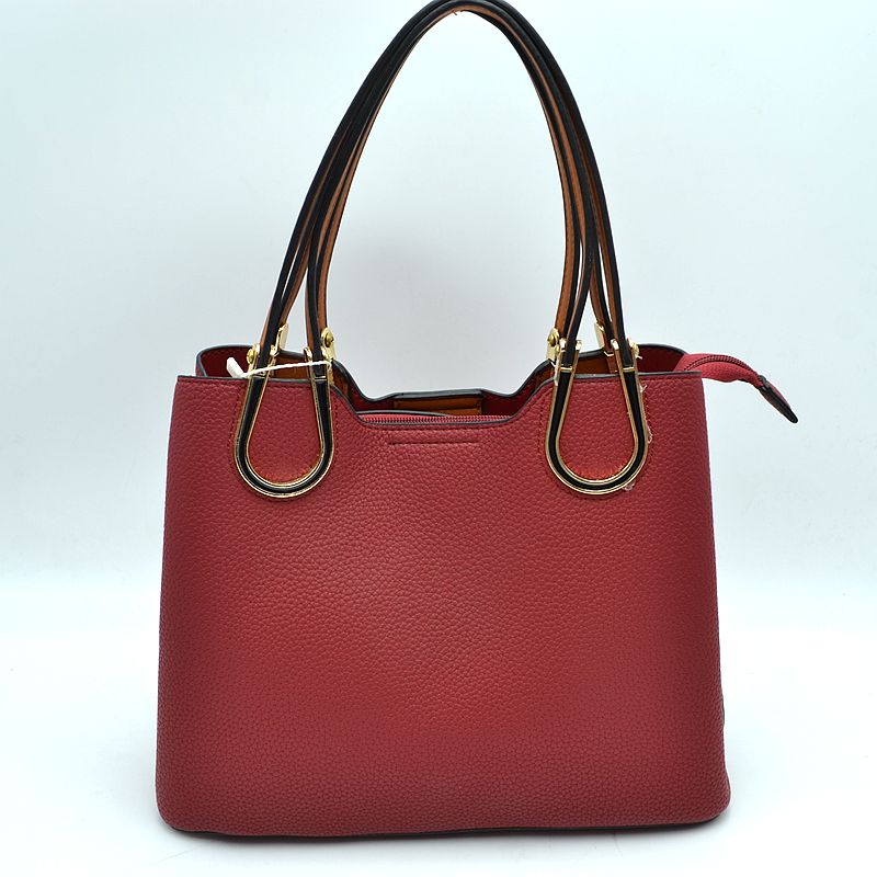 Textured Faux Leather Horseshoe Handle Women's Tote Bag