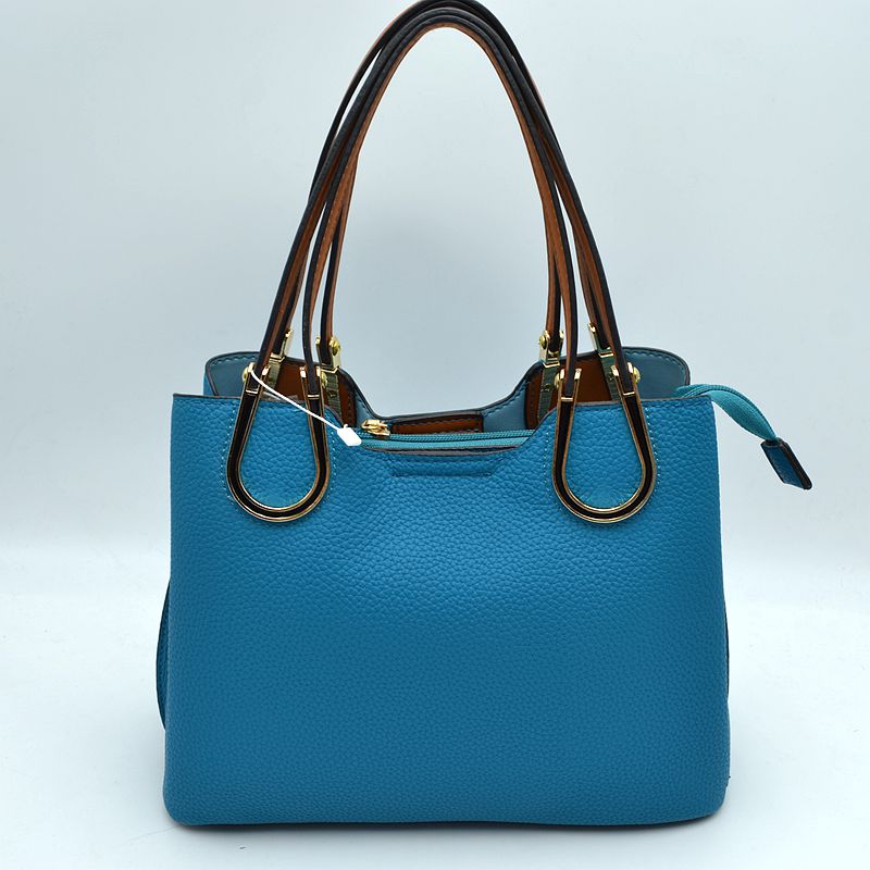Textured Faux Leather Horseshoe Handle Women's Tote Bag