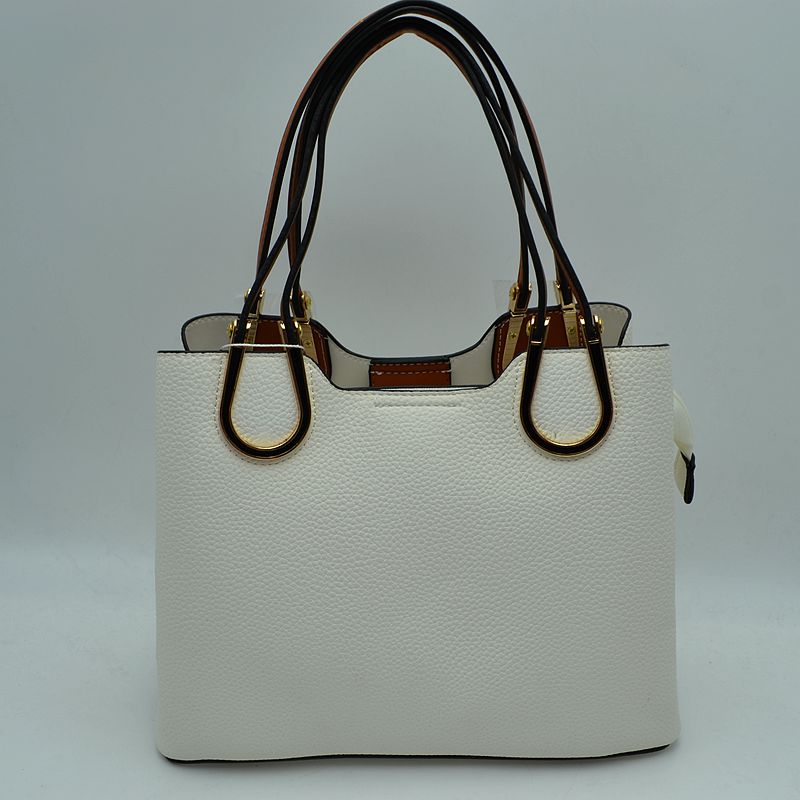 Textured Faux Leather Horseshoe Handle Women's Tote Bag