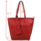 3 In 1 Large Soft Faux Leather Womens Tote Handbags