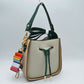 Color-Block Drawstring Bucket Bag with Multi-Strap Options
