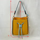 Color-Block Drawstring Bucket Bag with Multi-Strap Options