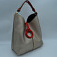 Pebbled Bucket Bag with Contrast Ring Accent and Top Handle