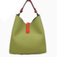 Pebbled Bucket Bag with Contrast Ring Accent and Top Handle