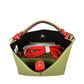 Pebbled Bucket Bag with Contrast Ring Accent and Top Handle