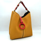 Pebbled Bucket Bag with Contrast Ring Accent and Top Handle