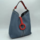 Pebbled Bucket Bag with Contrast Ring Accent and Top Handle