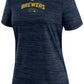 Nike Womens MLB Authentic Collection Velocity T-Shirt (US Alpha Small Regular Regular Navy Milwaukee Brewers)