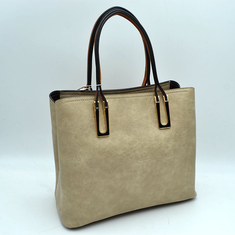 Solid Faux Leather Tote Bag Shoulder Bag