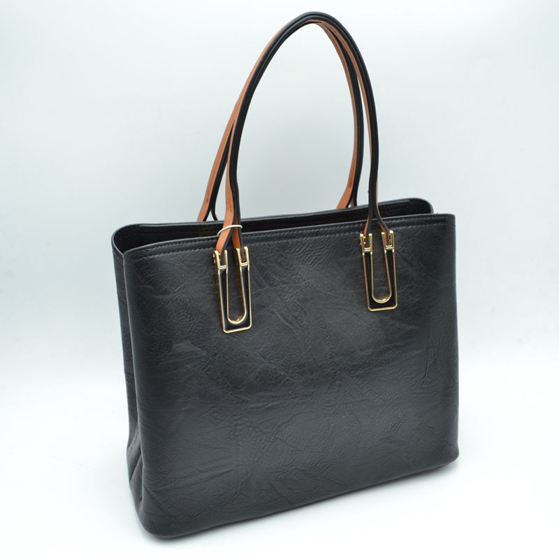 Solid Faux Leather Tote Bag Shoulder Bag