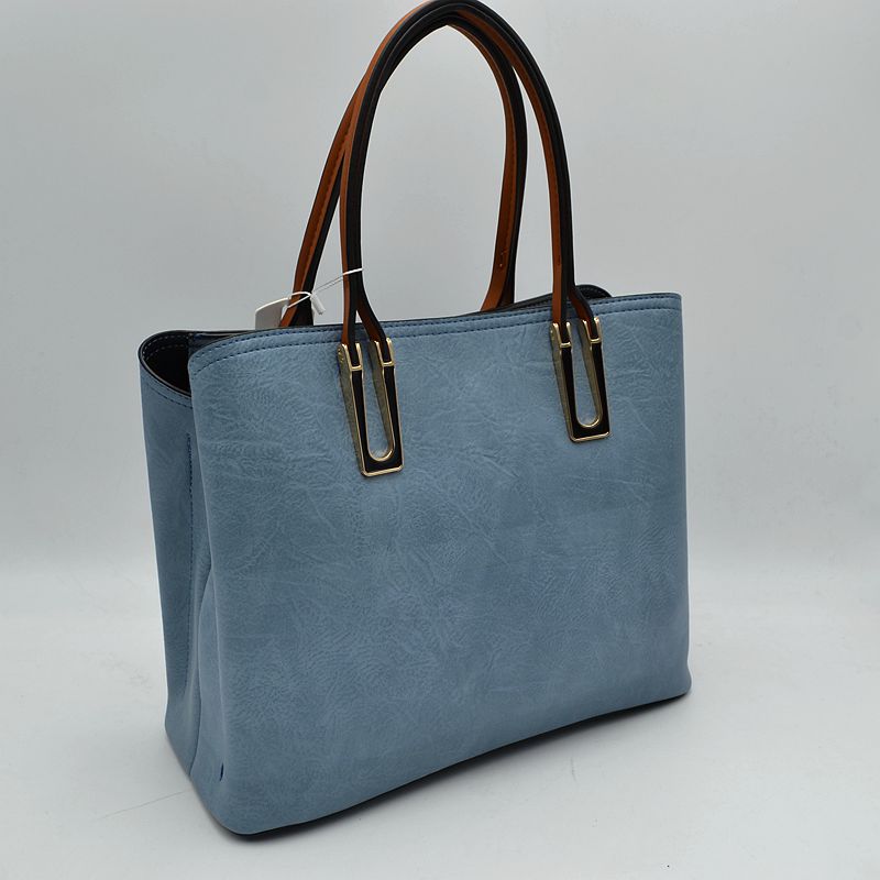 Solid Faux Leather Tote Bag Shoulder Bag