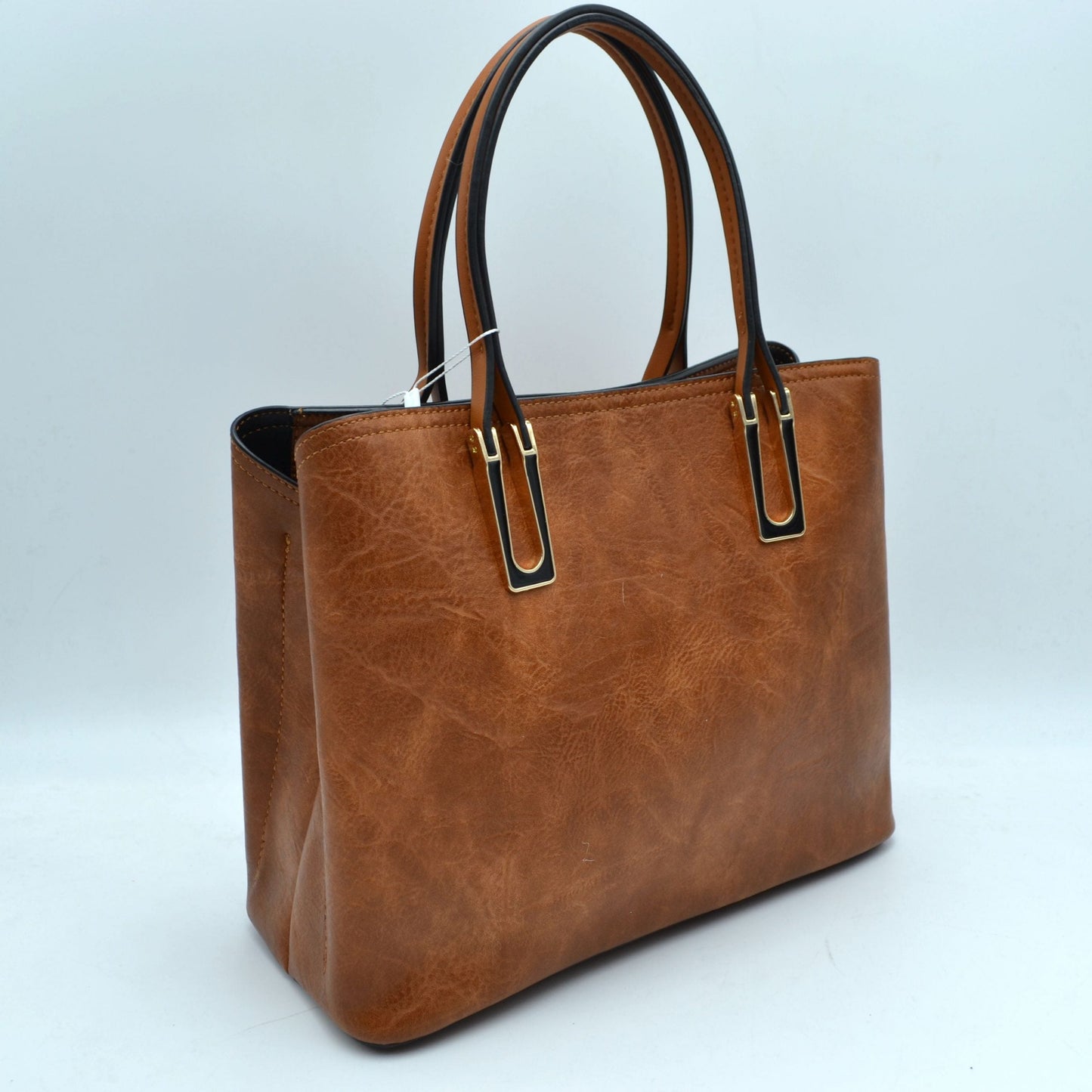 Solid Faux Leather Tote Bag Shoulder Bag