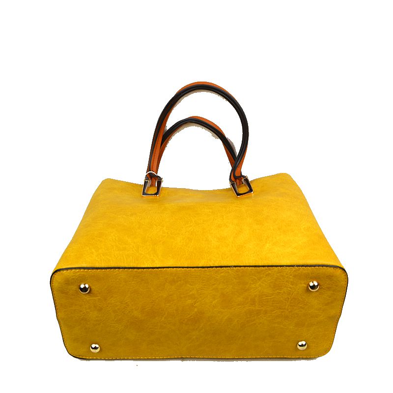 Solid Faux Leather Tote Bag Shoulder Bag