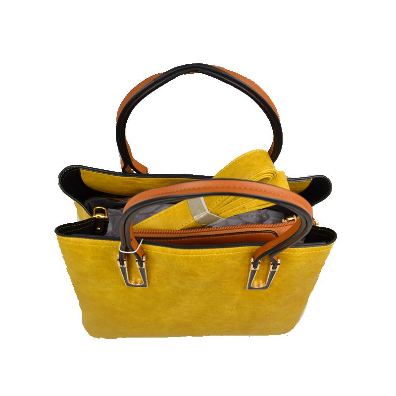 Solid Faux Leather Tote Bag Shoulder Bag