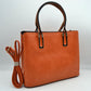 Solid Faux Leather Tote Bag Shoulder Bag