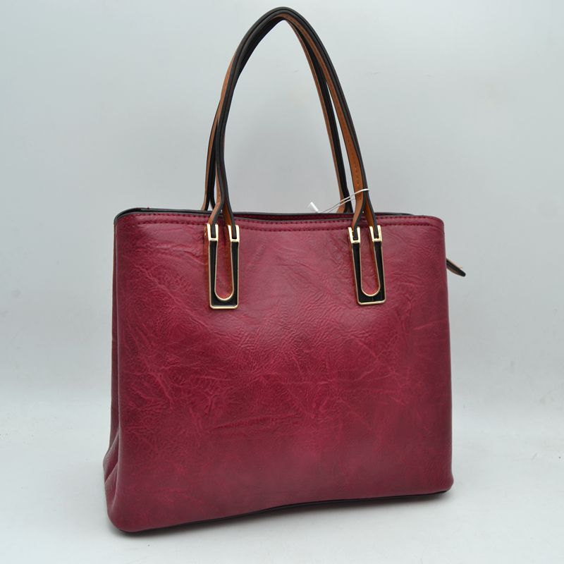 Solid Faux Leather Tote Bag Shoulder Bag