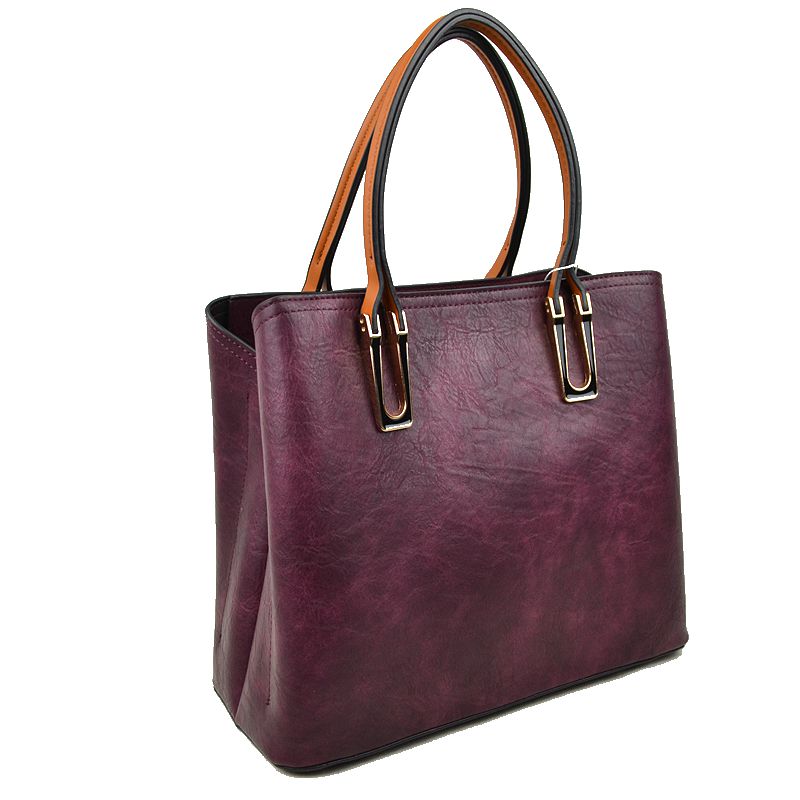 Solid Faux Leather Tote Bag Shoulder Bag