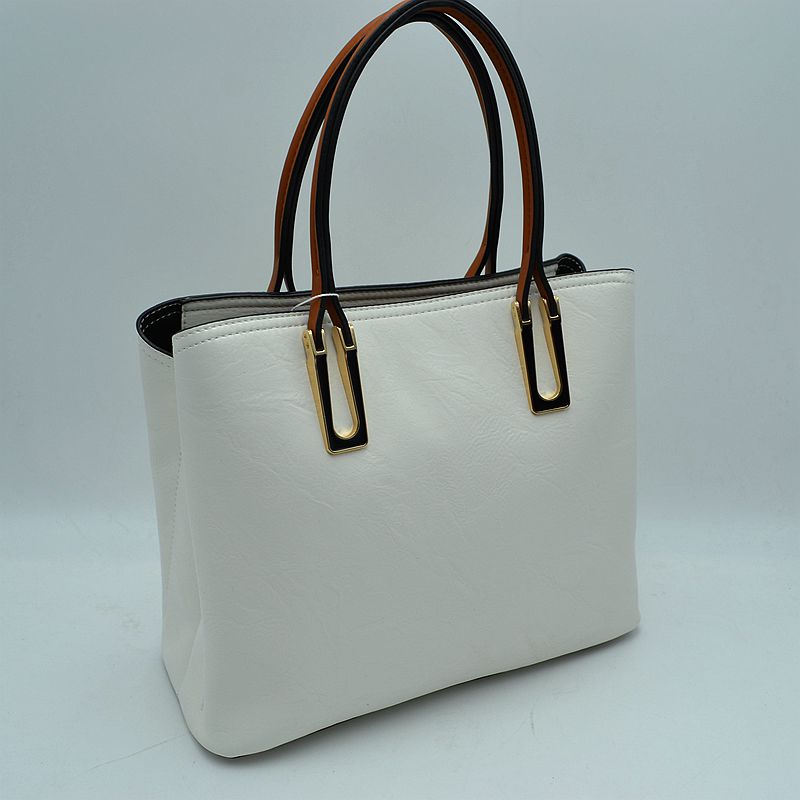 Solid Faux Leather Tote Bag Shoulder Bag
