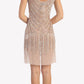 CLEARANCE - Fully Beaded Sexy Champagne Cocktail Dress Embellished (Size Medium)
