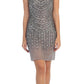 CLEARANCE - Fully Beaded Sexy Champagne Cocktail Dress Embellished (Size Medium)