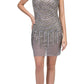 CLEARANCE - Fully Beaded Sexy Champagne Cocktail Dress Embellished (Size Medium)