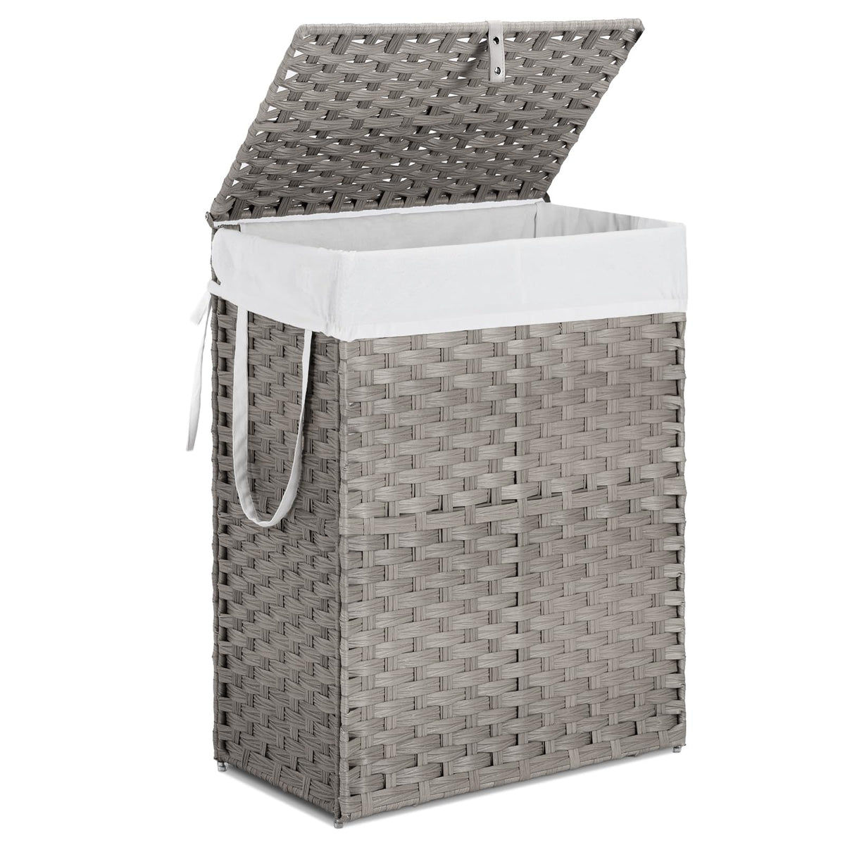 Sweetcrispy Cesto de ropa sucia — Cesta para ropa de gran capacidad con tapa de 90 L (23.8 galones) Cesto de ropa plegable para dormitorio, baño y lavadero — Organizador de almacenamiento duradero y elegante color gris paloma