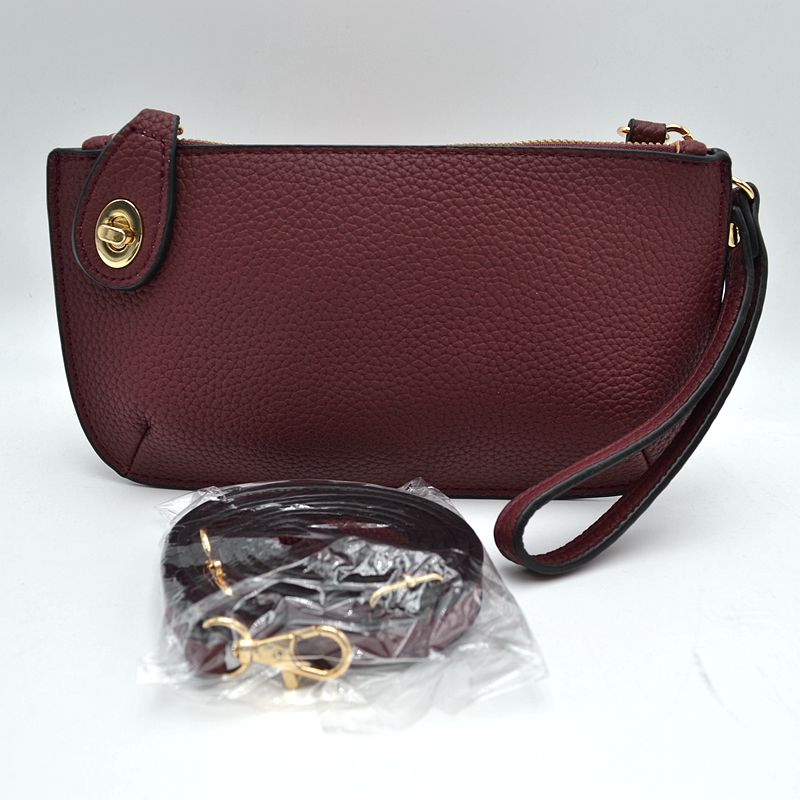 Pebbled Crossbody Clutch Bag with Removable Straps