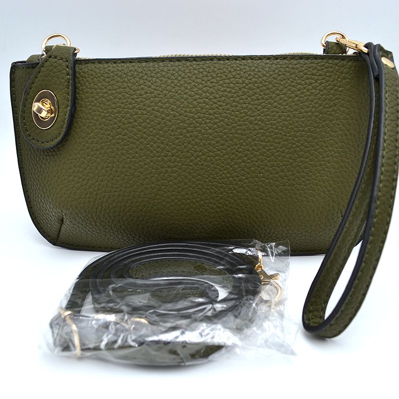 Pebbled Crossbody Clutch Bag with Removable Straps