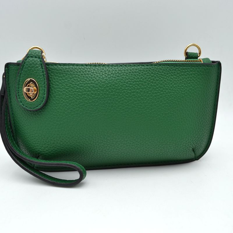 Pebbled Crossbody Clutch Bag with Removable Straps
