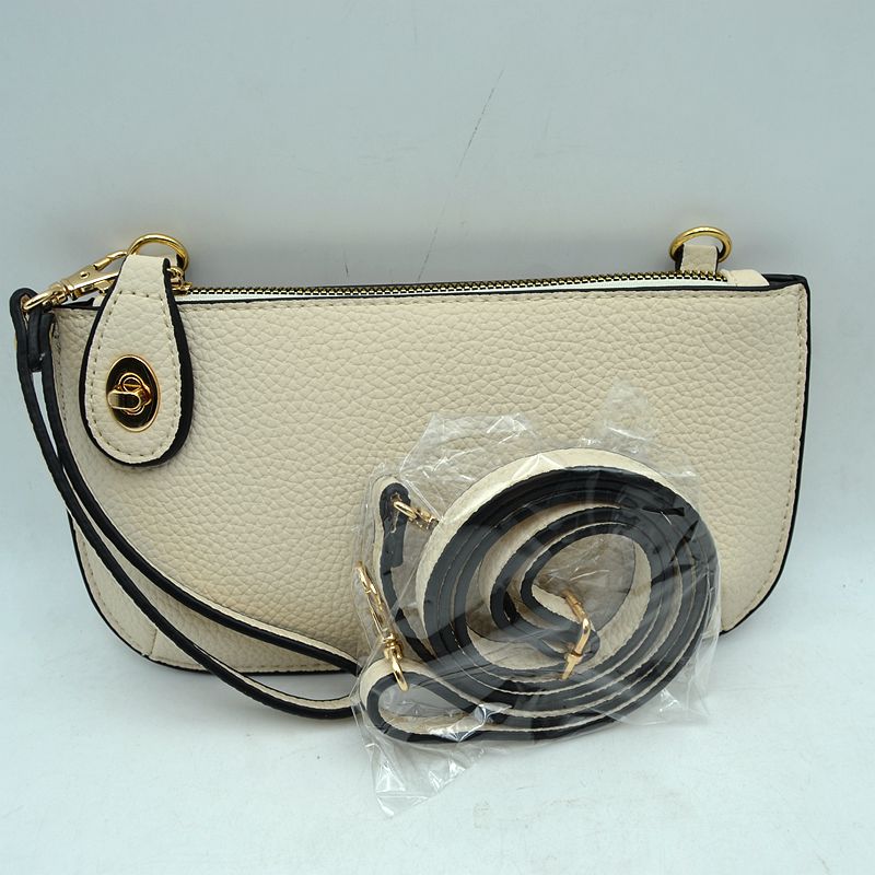 Pebbled Crossbody Clutch Bag with Removable Straps