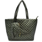 2-in-1 Large Quilted Zipper Tote with Pouch