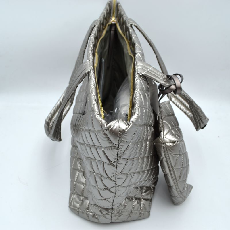 2-in-1 Large Quilted Zipper Tote with Pouch