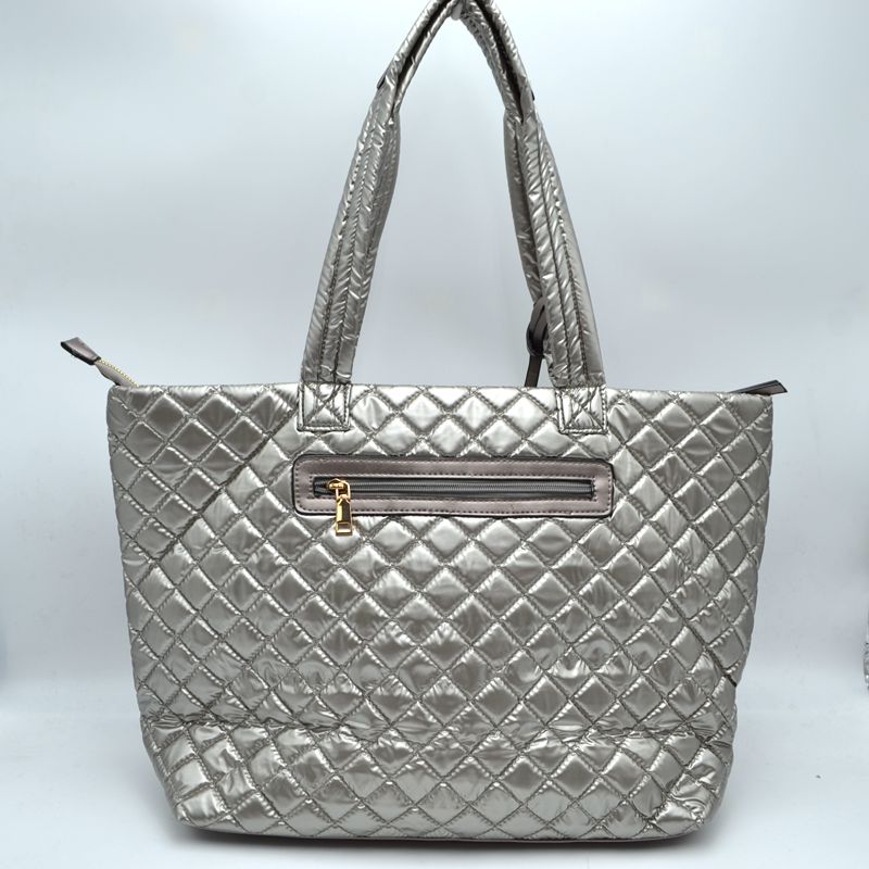 2-in-1 Large Quilted Zipper Tote with Pouch