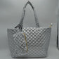2-in-1 Large Quilted Zipper Tote with Pouch