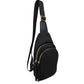 Ribbed Sling Bag with Tiered Zippers and Tassel Pulls