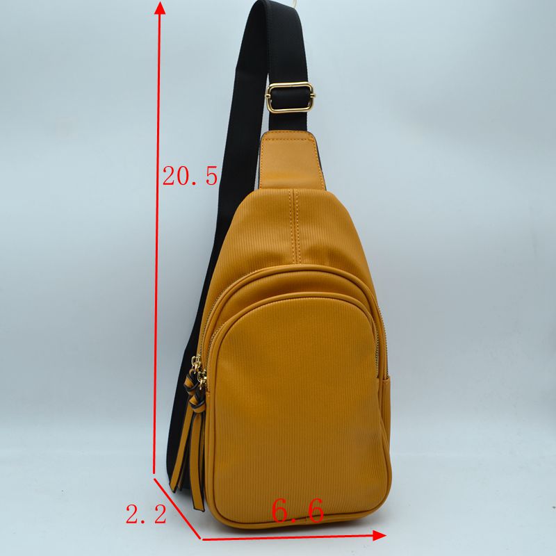 Ribbed Sling Bag with Tiered Zippers and Tassel Pulls