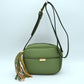 Pebbled Camera Crossbody Bag with Large Statement Tassel Accent