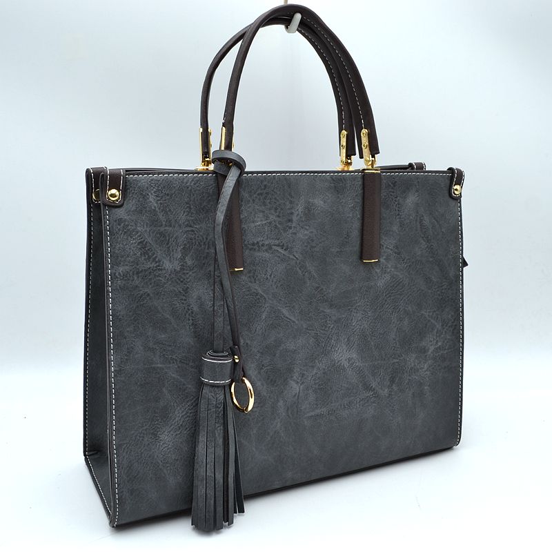 Large Shoulder Vegan Leather Tassel Handbag For Women