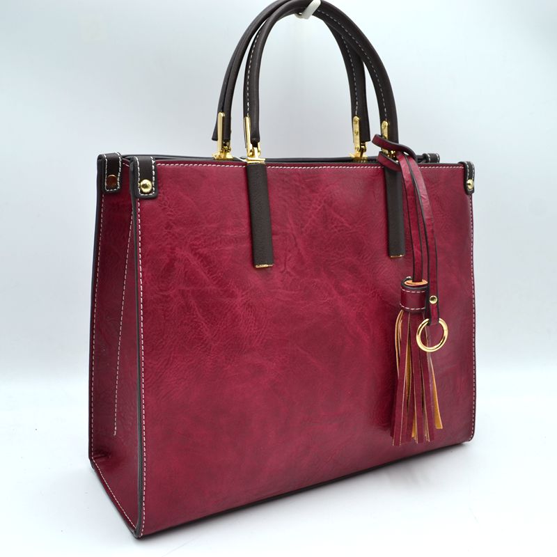 Large Shoulder Vegan Leather Tassel Handbag For Women