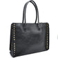 Women's Studded Faux Leather Whipstitch Shoulder Bag Tote