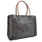 Women's Studded Faux Leather Whipstitch Shoulder Bag Tote