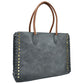 Women's Studded Faux Leather Whipstitch Shoulder Bag Tote