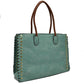 Women's Studded Faux Leather Whipstitch Shoulder Bag Tote
