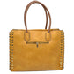 Women's Studded Faux Leather Whipstitch Shoulder Bag Tote